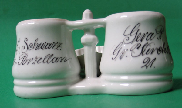 C. Schwarz, Glas- Porzellan Gera, Menage um 1900