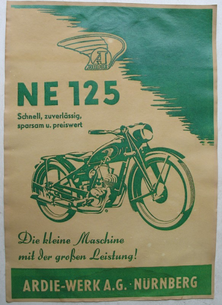 Ardie NE 125, Nürnberg, Kleine Maschine- große Leistung, altes Werbeplakat