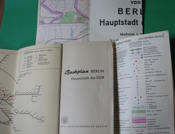 Stadtplan, Buchplan Berlin, 2 Stück, DDR 1964