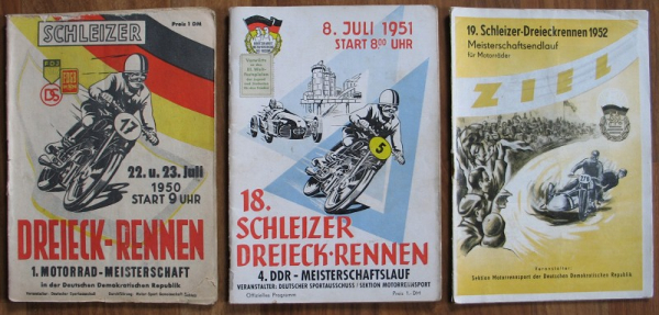 Programmheft, Rennprogramm Schleizer Dreieck, DDR 1950- 1952, 3 Hefte