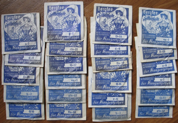 Zithersaiten Bergfee, Konzertzither, ca. 90 Stück, Saiten für Zither, unbenutzt