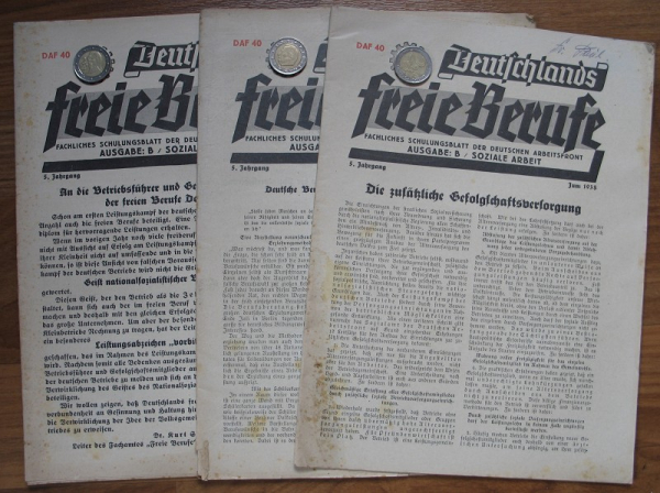 Deutschlands freie Berufe, DAF, Deutsche Arbeitsfront, 6 Zeitschriften 1938