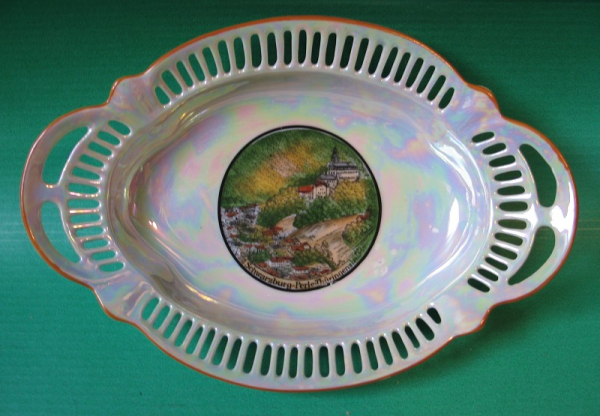 Schwarzburg Perle Thüringens, Schale mit durchbrochenem Rand, DDR Porzellan