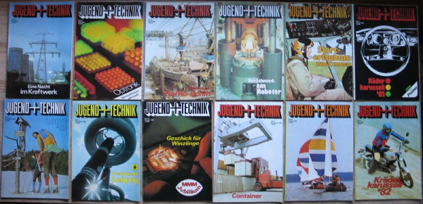 Jugend und Technik, 12 Hefte, DDR 1982, Mitsubishi Lancer GSR, SKR 500, Simson S 51 Enduro, Rallye Wartburg 353