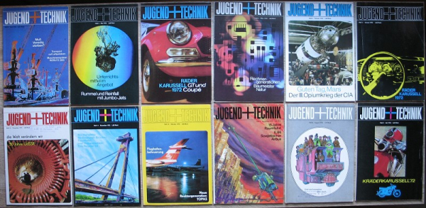 Jugend und Technik, 12 Hefte, DDR 1972, Saugbagger, Melkus RS 1000, Riga 15 S, MZ ETS, Manet