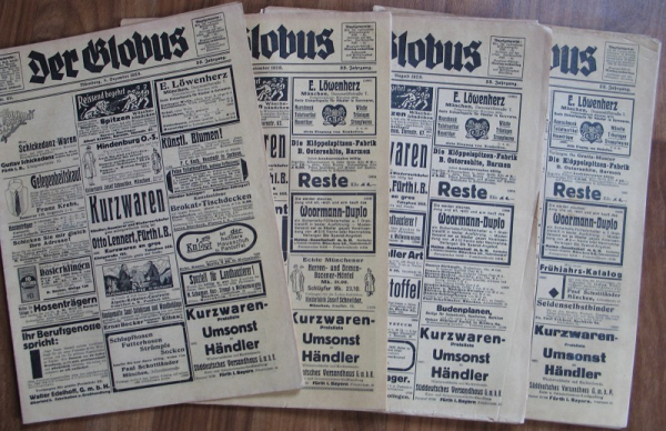 Der Globus, 1928, Zeitschrift mit Werbung, Reklame, Inserate
