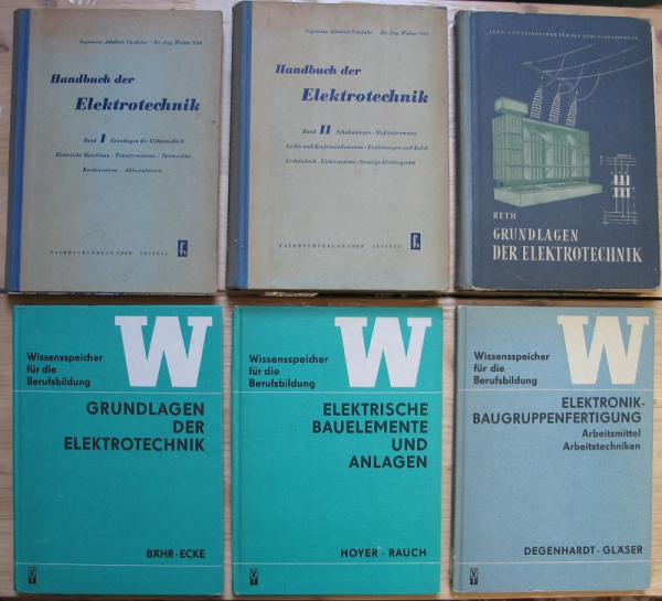 Elektrotechnik, Elektronik, Grundlagen, Bauelemente, 6 Bücher DDR