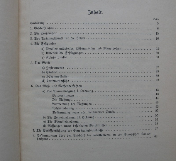 Ergebnisse der Feineinwägungen, 1930, Trigonometrie, Nivellierinstrumente