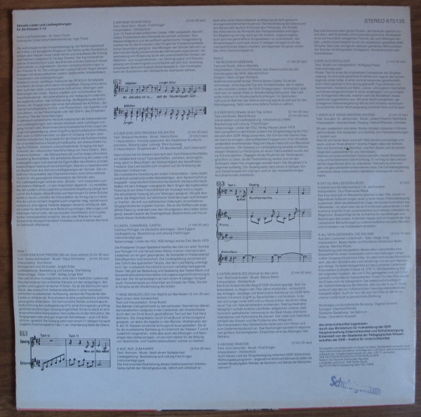 Lieder, Liedbegleitungen, Volkslieder, 4 Schallplatten Schola, DDR, nr453