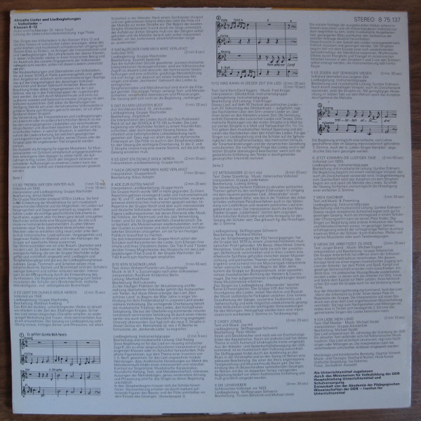 Lieder, Liedbegleitungen, Volkslieder, 4 Schallplatten Schola, DDR, nr453