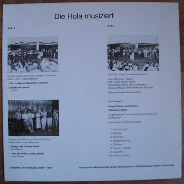 Die Hola musiziert, Hohe Landesschule Hanau, Schallplatte 1985, nr454