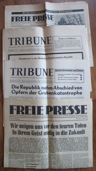 Freie Presse, Tribüne, Grubenunglück Zwickau, Zeitungen 1960