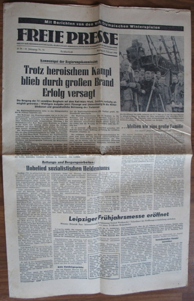 Freie Presse, Tribüne, Grubenunglück Zwickau, Zeitungen 1960