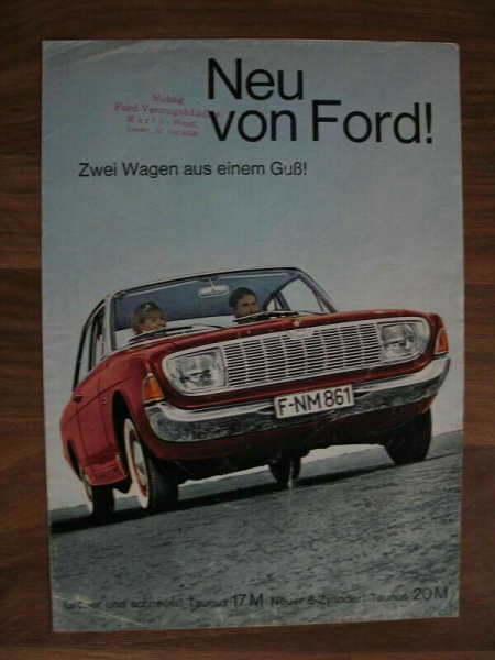 Prospekt Ford Taunus 17M 20M, um 1965, Neu von Ford!