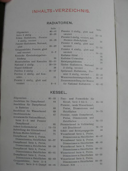 National Kessel, Radiatoren, Bedarfsartikel, Katalog 1907