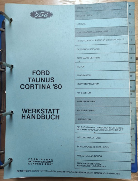 Werkstatthandbuch Taunus/ Cortina '80