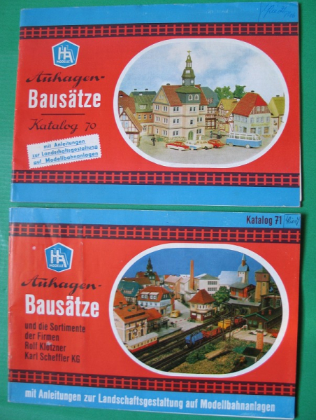 2 Kataloge Modellbausätze, 1970, 1971, Auhagen Marienberg, H0, TT, DDR