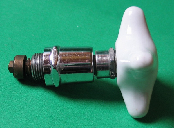 Einsatz für Wasserhahn, Messing verchromt, mit Handrad aus Keramik, #26