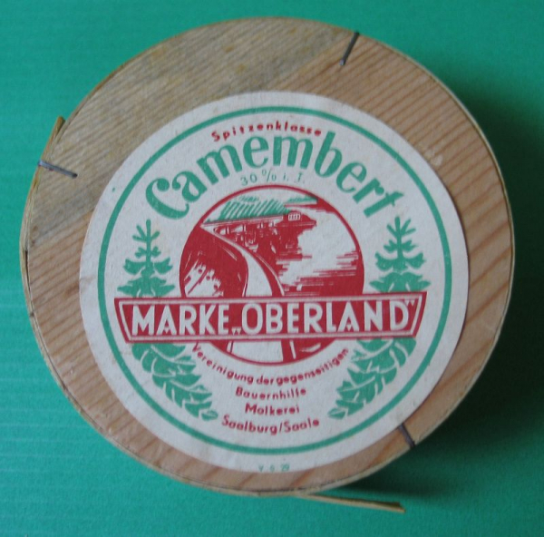 Camembert Marke Oberland, VdgB Molkerei Saalburg, Spanschachtel