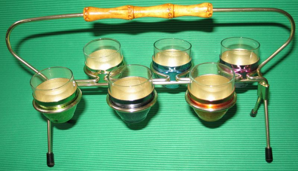 Schnapsgläser DDR, im Ständer, 6 Stück, 60-er Jahre