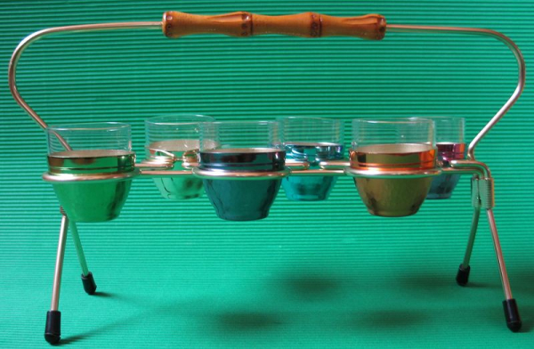 Schnapsgläser DDR, im Ständer, 6 Stück, 60-er Jahre