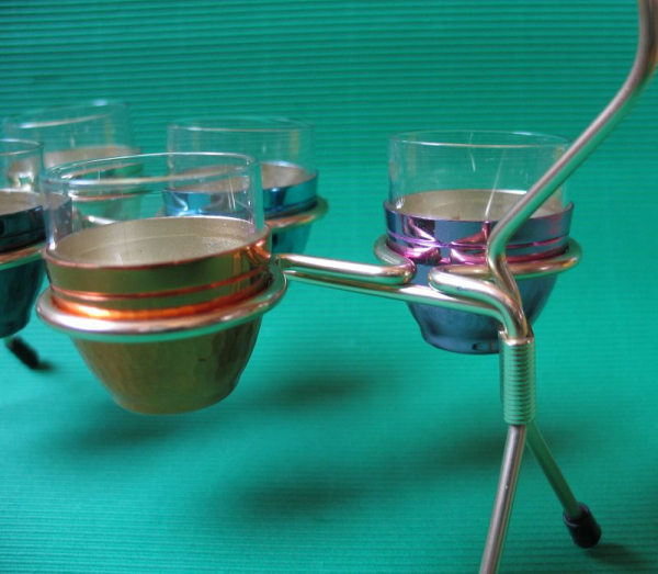 Schnapsgläser DDR, im Ständer, 6 Stück, 60-er Jahre