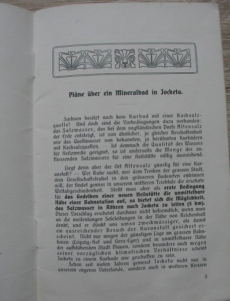 Jocketa, Pläne Mineralbad, Dr. Max Ziegert, Arzt, 1907
