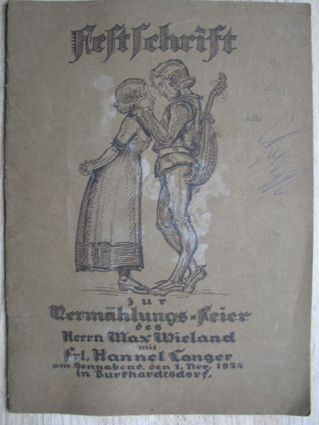 Hochzeitszeitung Robert Max Wieland, Johanna Langer, Burkhardtsdorf 1924