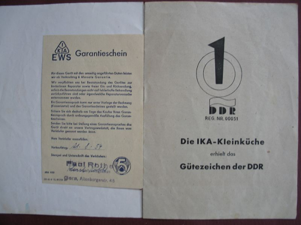 IKA EWS Kleinküche, Prospekt VEB Elektrowärme Sörnewitz, DDR 1954
