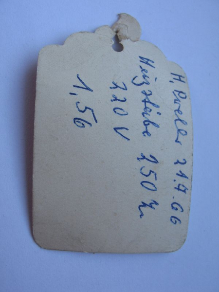 Heizstab, Heizwendel, 220 Volt, 250 Watt, DDR, unbenutzt