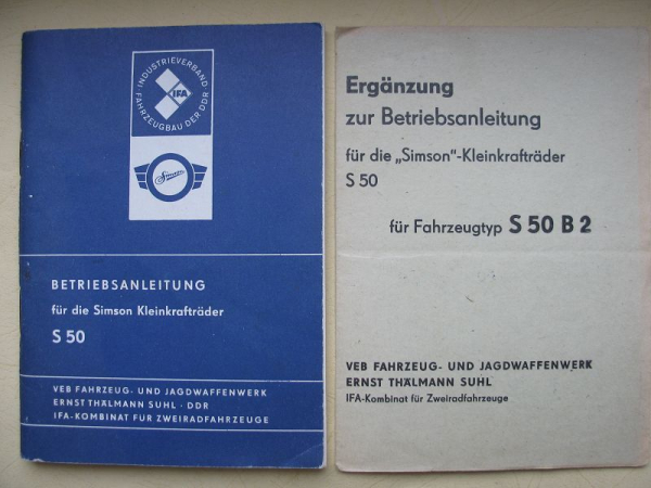 Simson S50 Betriebsanleitung, 1976, S 50 B2, Garantieheft