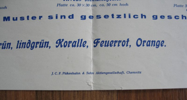 Robert Dorn & Sohn Stauchitz, Kleinmöbelfabrik, Plakat um 1930