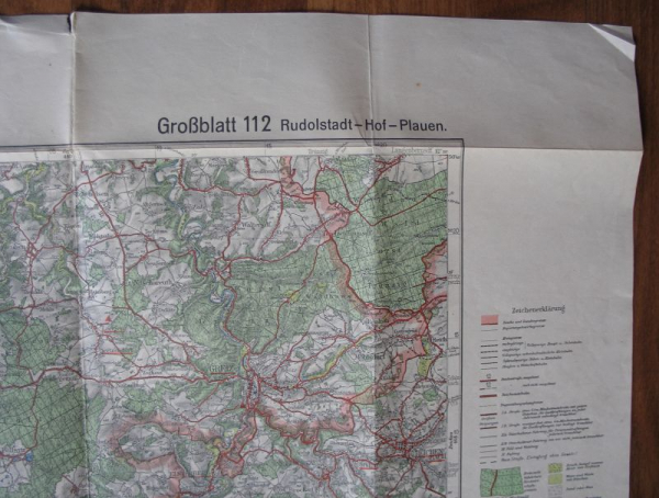 Landkarte Rudolstadt, Hof, Plauen, Großblatt 112, um 1930