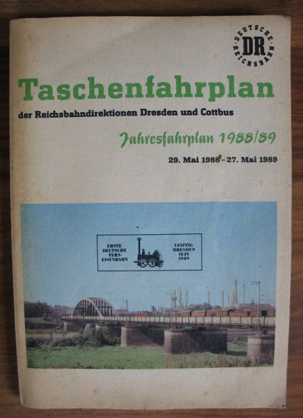 Taschenfahrplan, DR, Deutsche Reichsbahn, 1988/ 89, Dresden und Cottbus
