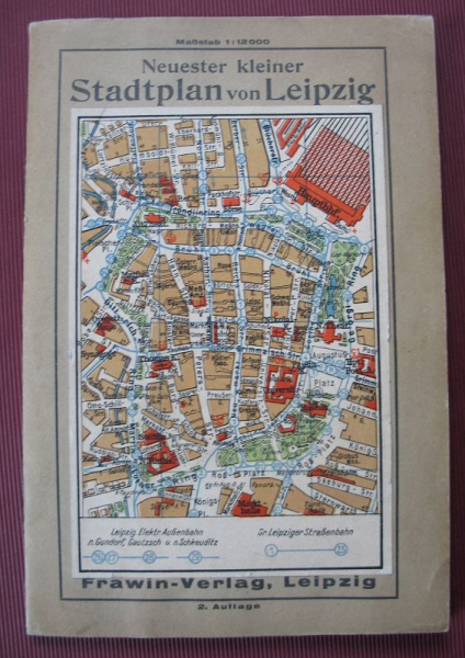 Neuester kleiner Stadtplan von Leipzig, Frawin- Verlag, um 1930