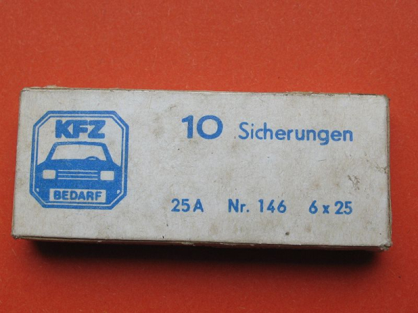 KFZ- Sicherungen DDR, 6 x 25, 25A, 25 Ampere