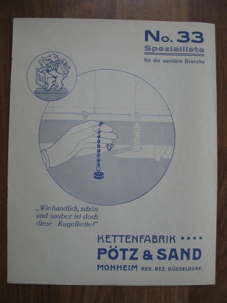 Kettenfabrik Pötz & Sand Monheim, Kugelketten, Prospekt um 1935
