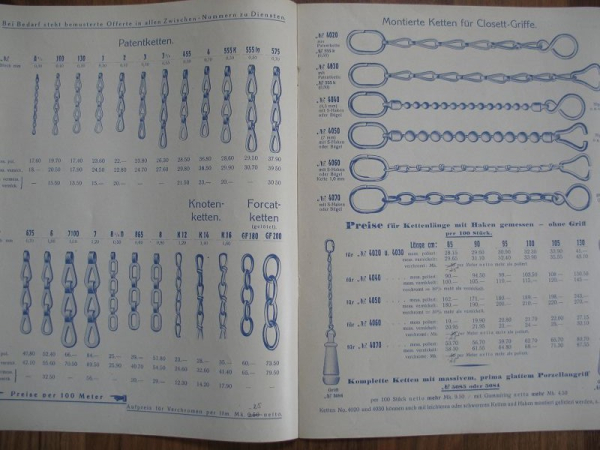 Kettenfabrik Pötz & Sand Monheim, Kugelketten, Prospekt um 1935