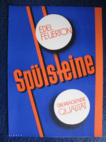 Edel- Feuerton Heidelberg, Spülsteine, Spültische, Prospekt um 1935, A5