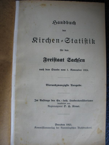 Handbuch der Kirchen- Statistik für das Königreich Sachsen, 1925