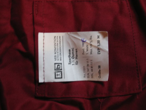 Turnhose, Sporthose für Herren, Größe 58, DDR, VEB Konfektion Grossröhrsdorf, unbenutzt, #5
