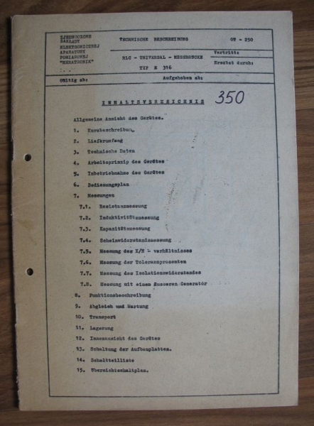 RLC- Universal- Messbrücke Typ E 316