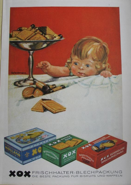 XOX Biskuitfabrik Holland Cleve, W. Petersen, Inserat 1927