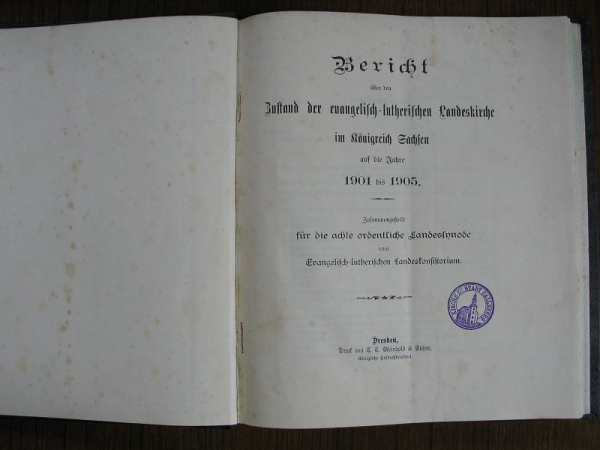 Bericht Landeskirche im Königreich Sachsen, 1901 bis 1905, k2