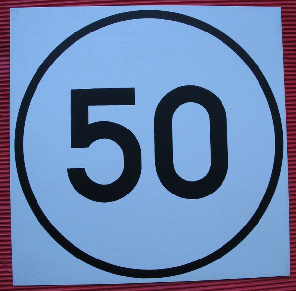 Schild 50 km/h, DDR, Traktor, LKW, Anhänger