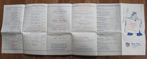 Sommerfahrplan Weiße Flotte Stralsund, 1966