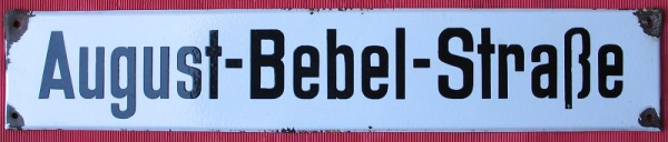 August-Bebel-Straße, Straßenschild DDR, Emaille