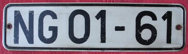 DDR Nummernschild NG 01-61, Bezirk Gera