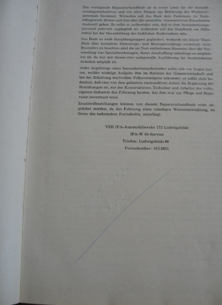 Reparaturhandbuch IFA W50, W 50, DDR 1972