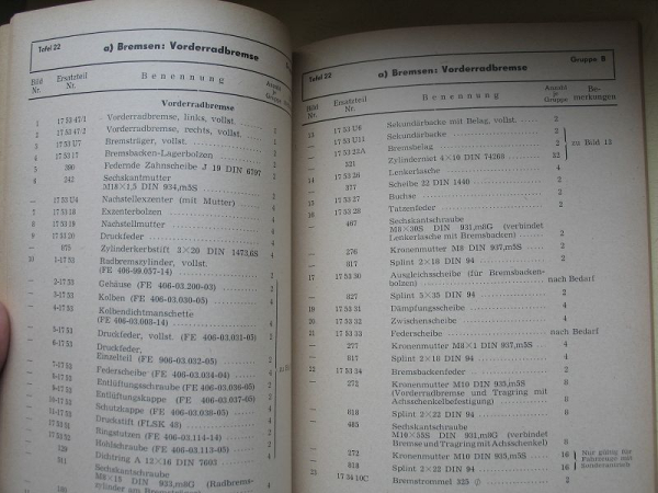 Ersatzteil-Liste Fahrgestell Schnell-Lastwagens Typ GRANIT, DDR 1955